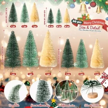 60 Pieces Mini Christmas Trees Set for Winter Decor