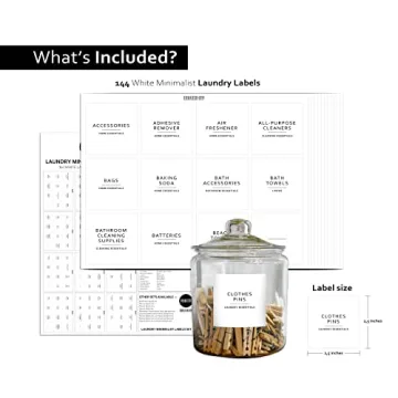 Deklutt 144 Minimalist Laundry Labels for Home Organization