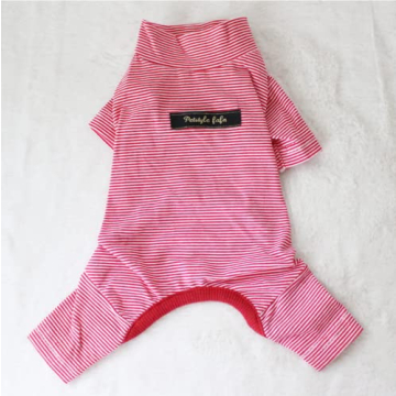 Hdwk&Hped Soft Cotton Dog Pajamas - Striped Pet Jumpsuit for Small Pets