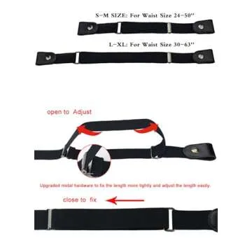 maikun 2 Pieces Buckle Free White Stretch Belt, Buckless Belt for Men, Black and White, Waist Size 24-50''