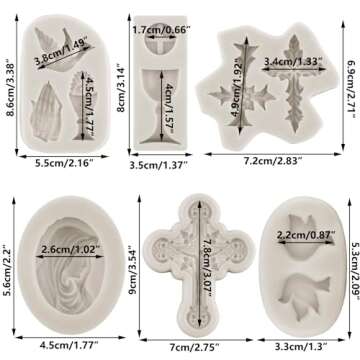 MINFEIDMS Cross Silicone Mold Communion Chalice Dove Fondant Molds Baptism Cake Mold For Baptism Par...