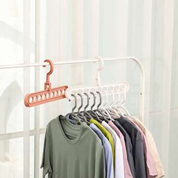 White Magic Hangers Space Saving Clothes Hangers,Closet Organizers and Storage,Smart Space Saver Sturdy Plastic Hangers with 9 Holes for Heavy Clothes,College Dorm Room Essentials For Wardrobe 10 Pack