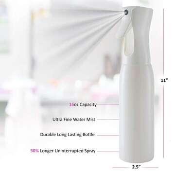 DilaBee Continuous Mist Empty White Spray Bottle For Hair - Salon Quality 360 Water Misting Sprayer ...