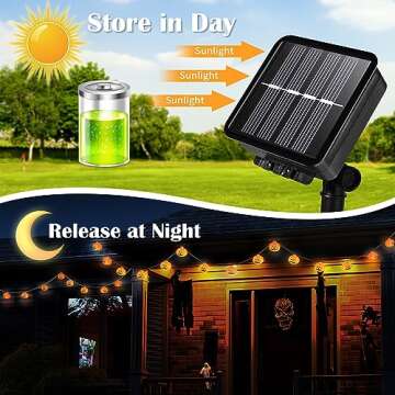 Varmax Solar Halloween Lights Outdoor 40 LEDs, Halloween Pumpkin String Lights with 8 Lighting Modes...
