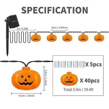 Varmax Solar Halloween Lights Outdoor 40 LEDs, Halloween Pumpkin String Lights with 8 Lighting Modes, Halloween Outdoor Decorations 19.4 FT for Porch, Window, Garden, Yard, Party