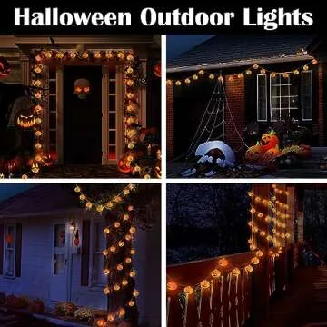 Varmax Solar Halloween Lights Outdoor 40 LEDs, Halloween Pumpkin String Lights with 8 Lighting Modes, Halloween Outdoor Decorations 19.4 FT for Porch, Window, Garden, Yard, Party