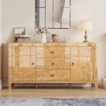 Elegant High Gloss Burl Wood Sideboard for Stylish Homes