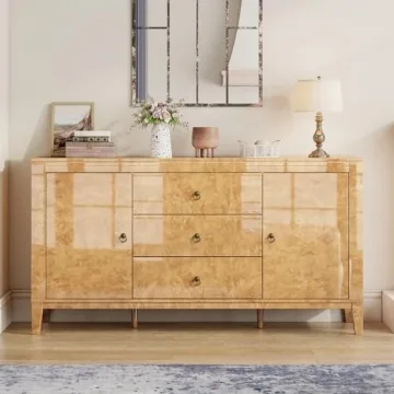 Elegant High Gloss Burl Wood Sideboard for Stylish Homes