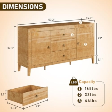 Elegant High Gloss Burl Wood Sideboard for Stylish Homes