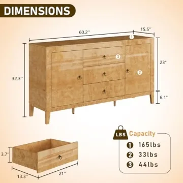 Elegant High Gloss Burl Wood Sideboard for Stylish Homes