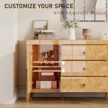 Elegant High Gloss Burl Wood Sideboard for Stylish Homes