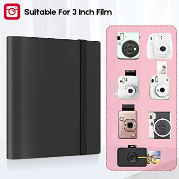 Ablus 160 Pockets Mini Photo Album for Fujifilm Instax Mini Camera, Polaroid Snap, Z2300, SocialMatic Instant Cameras & Zip Instant Printer (160 pockets, Black)