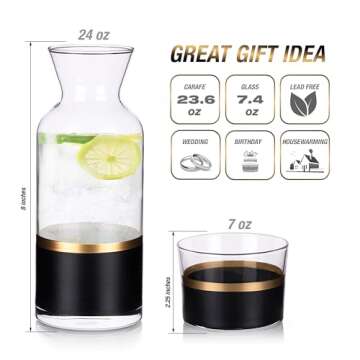 GARIZZE Bedside Water Carafe and Glass Set for Bedroom, Bedside Carafe and Glass Set, Mouthwash Deca...