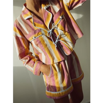 Thopavenoir Women's Floral Stripe Pajamas Set - Stylish & Comfy