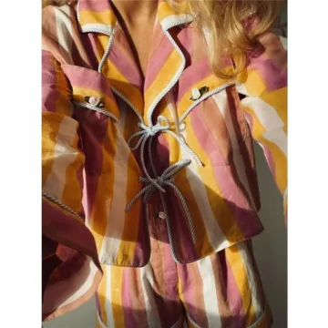 Thopavenoir Women's Floral Stripe Pajamas Set - Stylish & Comfy