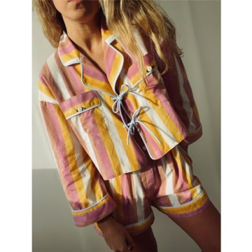 Thopavenoir Women's Floral Stripe Pajamas Set - Stylish & Comfy