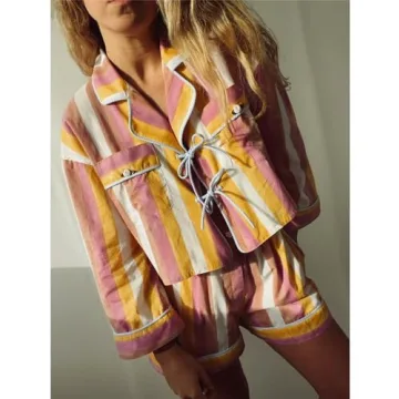 Thopavenoir Women's Floral Stripe Pajamas Set - Stylish & Comfy