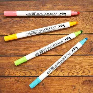 Kuretake CLEAN COLOR DOT Dual tip markers 4 colors set, 0.5mm fine tip and a flexible dot tip, for Journals, Crafts, Illustration, Lettering, Planners, for Adult, Kids, Made in Japan