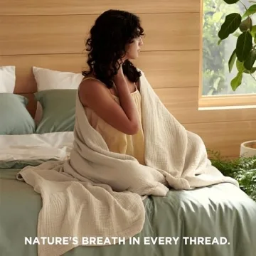 Bedsure 100% Cotton Muslin Blanket King Size for Bed - 4-Layer Breathable and Lightweight Soft Gauze Muslin Blanket for Summer, Beige, 108x90 Inches