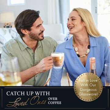 ELIXIR GLASSWARE 16 oz Large Double Wall Coffee Mug - Double Wall Glass Coffee Cup - Large Coffee Mu...