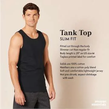 Amazon Essentials Slim-Fit Men's Tank Top - Comfortable and Stylish in Teal Blue