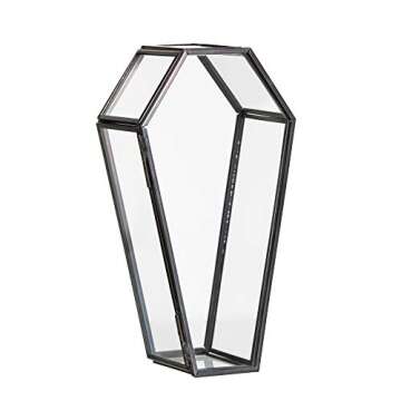 Claimed Corner Glass Coffin Display Box - 7.2" x 3.6" x 2.5" - Decorative Display Terrarium Case with Hinged Lid - Spooky Halloween Mini Casket - Gothic Home Décor - Candy Tray - Jewelry Box