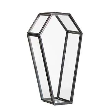 Claimed Corner Glass Coffin Display Box - 7.2" x 3.6" x 2.5" - Decorative Display Terrarium Case with Hinged Lid - Spooky Halloween Mini Casket - Gothic Home Décor - Candy Tray - Jewelry Box