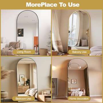 Prywot Full Length Mirror 76" x 34" Arched Floor Mirror Wall Mirror Hanging Mounted Mirror Full Body Mirror with Stand Simple Home Decor for Bedroom, Dressing Room, Gold