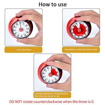 Kitchen Timer, Kitchen Countdown Cooking Timer Reminder No Battery Required Magnetic Time Management...