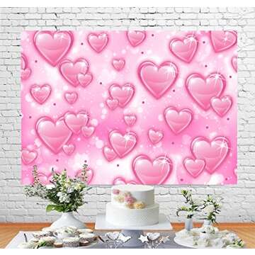 Pink Heart 2000s Backdrop for Parties & Photoshoots