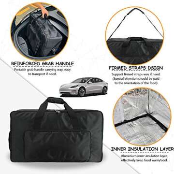ROCCS Tesla Model Y Model 3 Model X Frunk Cooler Organizer, Front Trunk Insulated Zipper Cooler Bag with Mesh Pockets