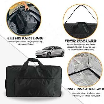 ROCCS Tesla Model Y Model 3 Model X Frunk Cooler Organizer, Front Trunk Insulated Zipper Cooler Bag with Mesh Pockets