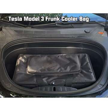 ROCCS Tesla Model Y Model 3 Model X Frunk Cooler Organizer, Front Trunk Insulated Zipper Cooler Bag with Mesh Pockets