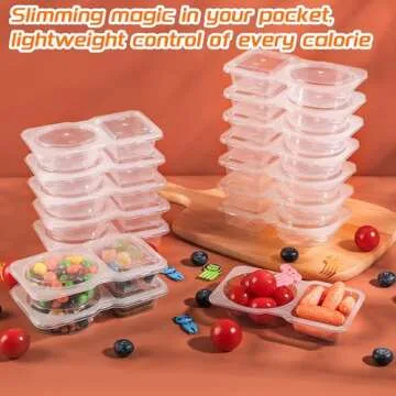ALFEVA 24 Pcs Reusable Snack Containers - Lightweight Dual Compartments