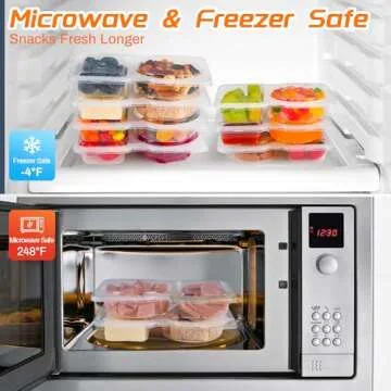 ALFEVA 24 Pcs Reusable Snack Containers - Lightweight Dual Compartments