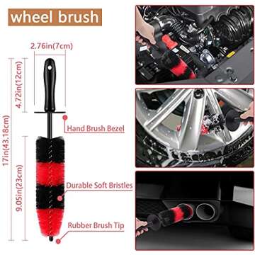 Nolimas 12Pcs Car Wheel & Tire Brush Kit,Including 17inch Long Wheel Brush,Short Handle Tire Brush,5...
