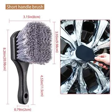 Nolimas 12Pcs Car Wheel & Tire Brush Kit,Including 17inch Long Wheel Brush,Short Handle Tire Brush,5pcs Detailing Brushes Kit & 3pcs Wire Brushes for Cleaning Car Wheels & Interior Exterior