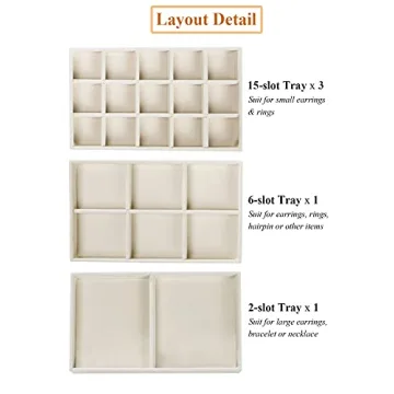 misaya Earring Jewelry Organizer with 5 Drawers, Christmas Day Present, Clear Acrylic Jewelry Box for Women, Velvet Earring Display Holder for Earrings Ring Bracelet Necklace, Cream