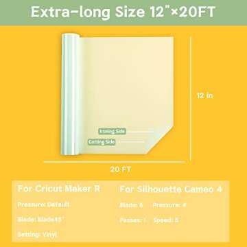 HTVRONT Clear Sublimation HTV Vinyl Matte 12" X 20FT - Sublimation Vinyl High Transfer Rate - Bright Smooth Washable HTV for T-Shirt/Hat/Pillow/Bag