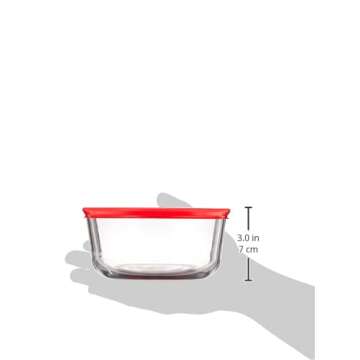 Pyrex Simply Store 4-Cup Single Glass Food Storage Container with Lid, Non-Pourous Glass Round Meal ...