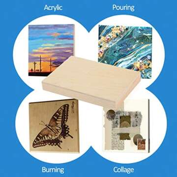 Falling in Art Unfinished Birch Wood Panels Kit for Painting, Wooden Canvas 4 Pack of 4x6’’ Stud...