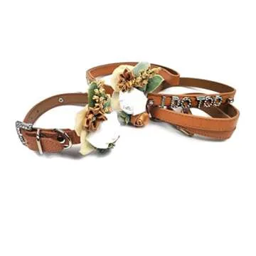 Elegant Wedding Flower Dog Collar with Matching Leash