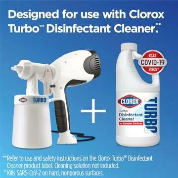 Clorox Turbo Disinfectant Cleaner for Sprayer Devices, Bleach-Free, Kills Cold and Flu Viruses and COVID-19 Virus*, 64 Fluid Ounces
