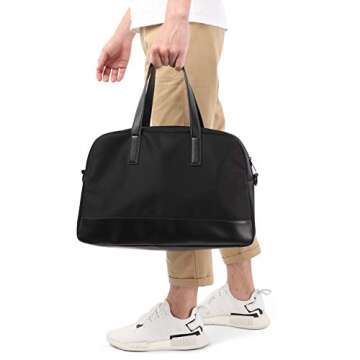 16" Carry on Overnight Bag, Travel Tote Weekender Bag with Trolley Sleeve, Cabin Weekend Duffle Bag for Men Women 20L