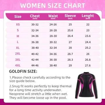 GoldFin Wetsuit Top Women, 2mm Wetsuits Jacket Long Sleeve Neoprene Tops for Water Aerobics Diving Surfing Swimming