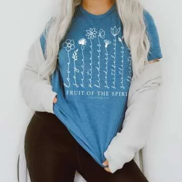Love in Faith | Fruit of The Spirit | Christian T-Shirts for Women | Faith-Based Apparel | Christian Gifts (US, Alpha, 3X-Large, Regular, Regular, Heather Deep Teal)
