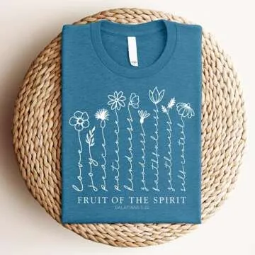 Love in Faith | Fruit of The Spirit | Christian T-Shirts for Women | Faith-Based Apparel | Christian Gifts (US, Alpha, 3X-Large, Regular, Regular, Heather Deep Teal)