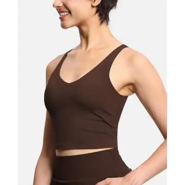 Women’s Longline Sports Bra Wirefree Padded Medium Support Yoga Bras Gym Running Workout Tank Tops...