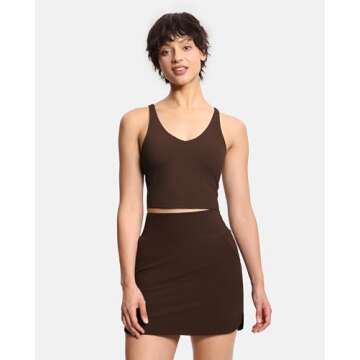 Women’s Longline Sports Bra Wirefree Padded Medium Support Yoga Bras Gym Running Workout Tank Tops Brown