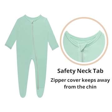 GUISBY Baby Girls Footed Pajamas - Bamboo Zipper Long Sleeve Sleeper Set 6-12 Months